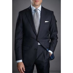 NAVY SLIM FIT NARROW HERRINGBONE ITALIAN SUIT